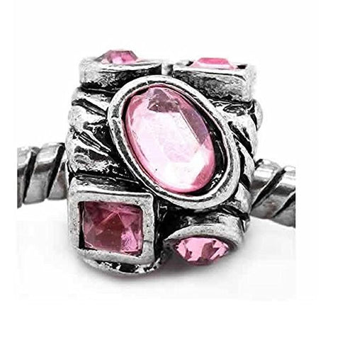 Charm with Round and Oval Rhinestones Charm Bead For Snake Chain Bracelet (Pink) - Sexy Sparkles Fashion Jewelry - 1