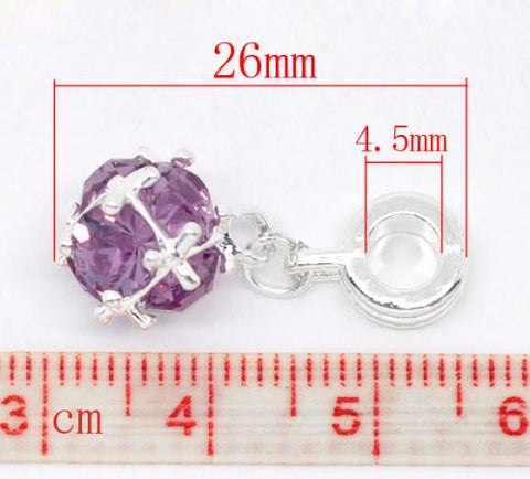 February Birthstone Dangle European Bead Compatible for Most European Snake Chain Charm Bracelet Fits Pandora Bracelet - Sexy Sparkles Fashion Jewelry - 3