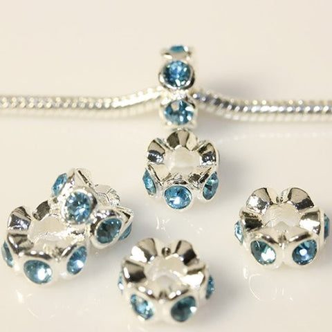 Decmeber Blue Birthstone  Rhinestone Charm European Bead Compatible for Most European Snake Chain Bracelet - Sexy Sparkles Fashion Jewelry - 2