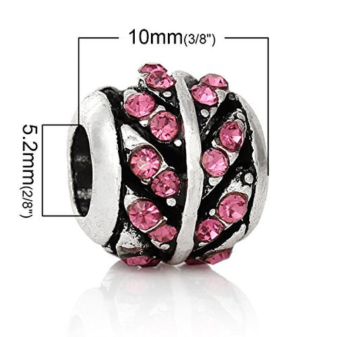 Pink Crystal European Bead Compatible for Most European Snake Chain Bracelet - Sexy Sparkles Fashion Jewelry - 3