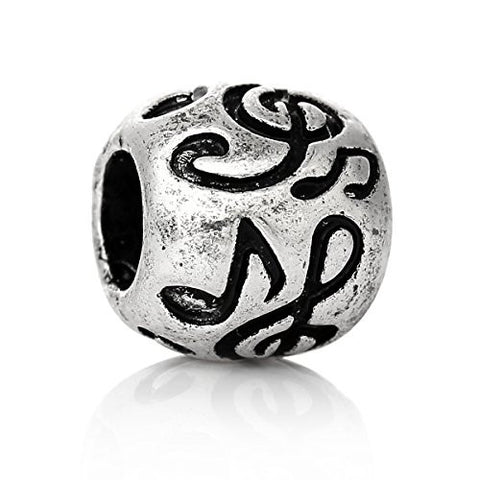 Barrel Musical Note Pattern Charm Bead - Sexy Sparkles Fashion Jewelry - 1