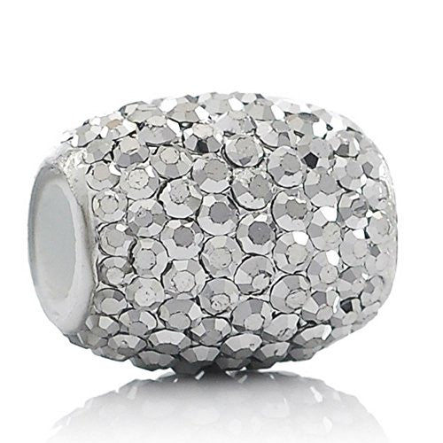 White Oval  Crystal Bead Compatible for Most European Snake Chain Bracelet - Sexy Sparkles Fashion Jewelry - 1