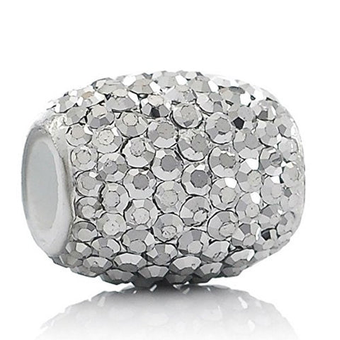 White Oval  Crystal Bead Compatible for Most European Snake Chain Bracelet - Sexy Sparkles Fashion Jewelry - 1