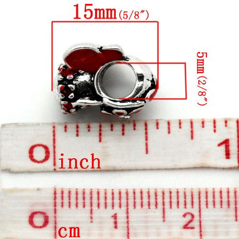 Red Flower Fairy Charm European Bead Compatible for Most European Snake Chain Bracelet - Sexy Sparkles Fashion Jewelry - 3