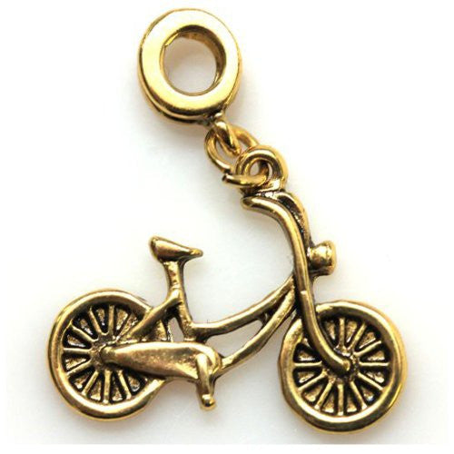 Gold Tone Bicycle Dangle Spacer Beads For Snake Chain Charm Bracelet