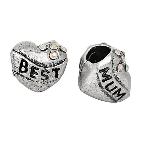 Best w/  Crystals Charm Bead (Clear) - Sexy Sparkles Fashion Jewelry - 2