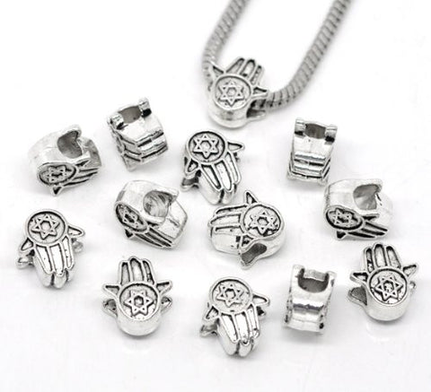 Jewish Star of David Hamsa Hand European Bead Compatible for Most European Snake Chain Bracelet - Sexy Sparkles Fashion Jewelry - 2