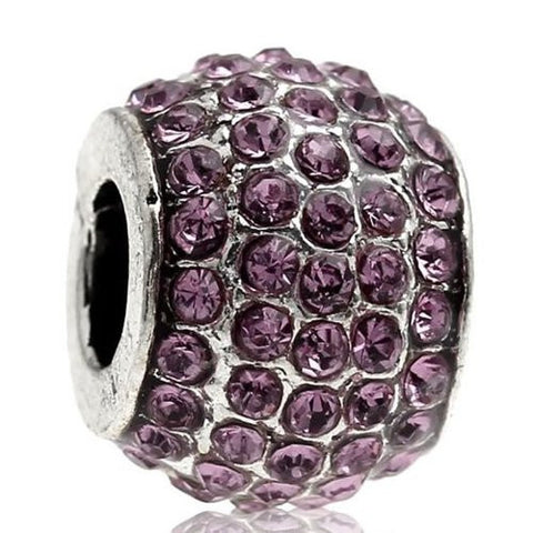 Rhinestone Amethyst  Crystals European Bead Compatible for Most European Snake Chain Bracelet - Sexy Sparkles Fashion Jewelry - 1