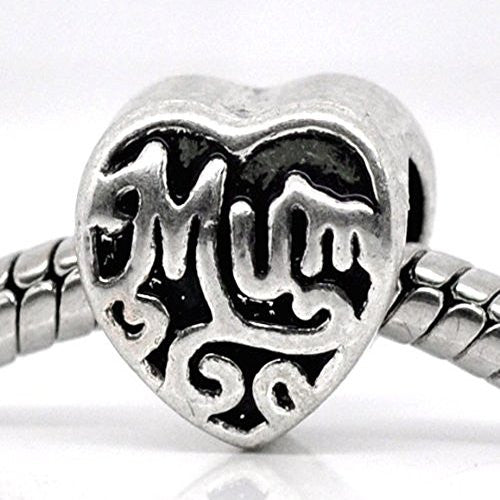 Family Heart Bead Charms for Snake Chain Bracelet (Mum)