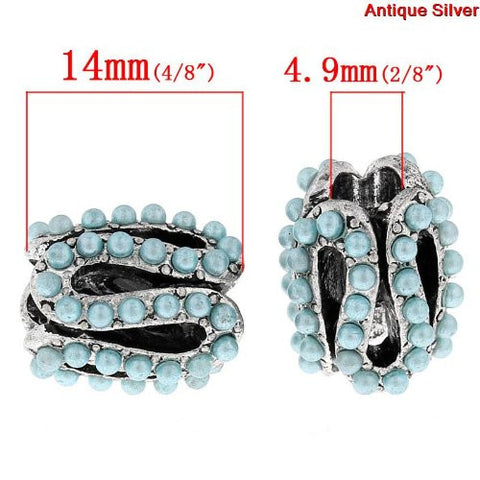 S Pattern Charm Bead with Light Blue Acrylic Balls For Snake Chain Bracelet - Sexy Sparkles Fashion Jewelry - 3