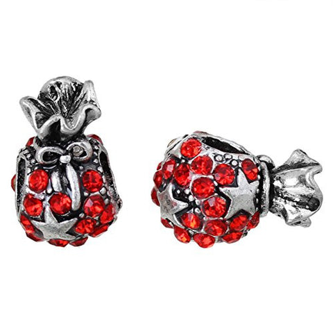 Red Christmas Gift Bag Charm Bead for European Snake Chain Charm Bracelet - Sexy Sparkles Fashion Jewelry - 3