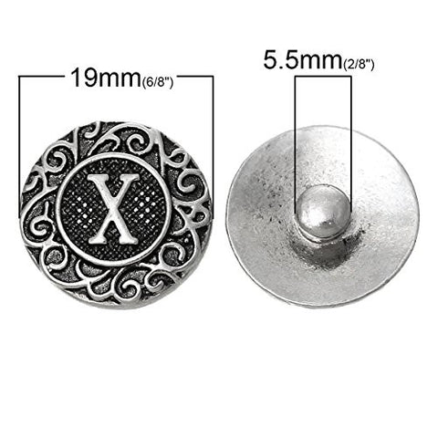 Alphabet Letter X Chunk Snap Button or Pendant Fits Snaps Chunk Bracelet - Sexy Sparkles Fashion Jewelry - 3