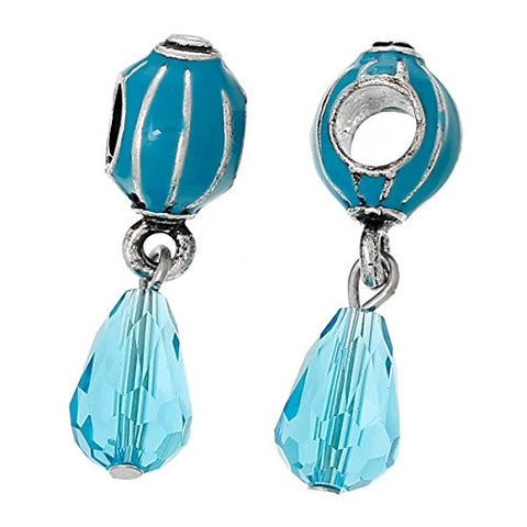 Dangle Charm Bead With Acrylic  Teardrop (Blue) - Sexy Sparkles Fashion Jewelry - 2