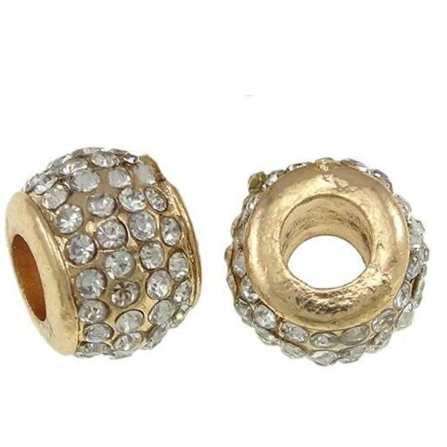 Rhinestone Birthstone April Clear  Crystal Spacer European Bead Compatible for Most European Snake Chain Bracelet
