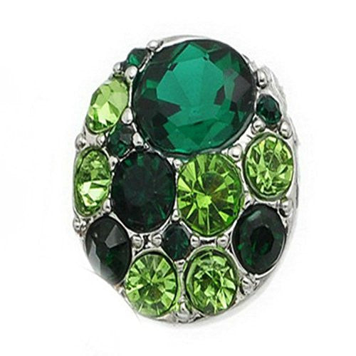 Green Chunk Snap Button or Pendant w/  Crystals Fits Snaps Chunk Bracelet