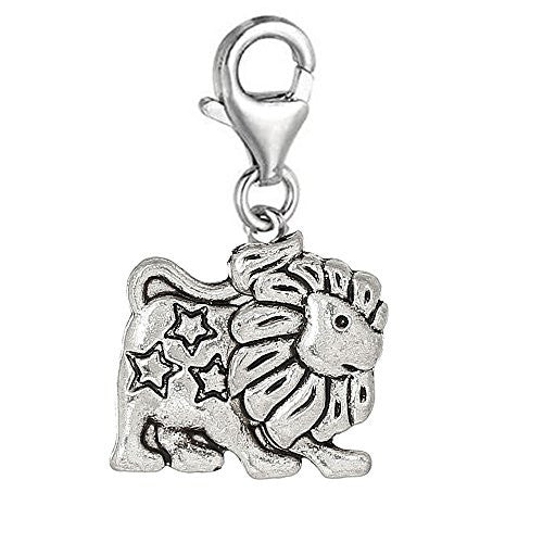 Zodiac Signs Clip On For Bracelet Charm Pendant for European Charm Jewelry w/ Lobster Clasp (Leo)