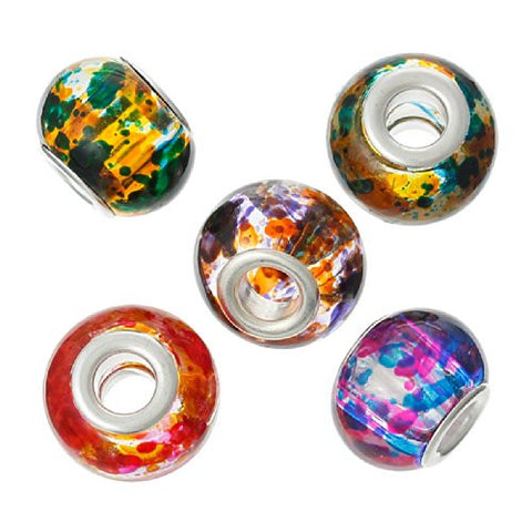 (10) Assorted Multi  Mixed Glass European Lampwork Charm Beads (Spotted) - Sexy Sparkles Fashion Jewelry - 3