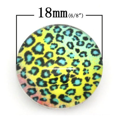 Ombre Leopard Print Design Glass Chunk Charm Button Fits Chunk Bracelet - Sexy Sparkles Fashion Jewelry - 2