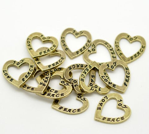 Joy Love Peace Heart Charm Pendant for Necklace - Sexy Sparkles Fashion Jewelry - 2