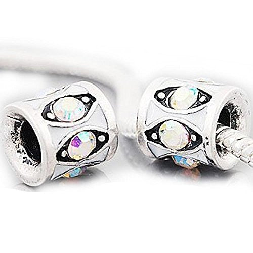 Iridescent  Rhinestone European Bead Compatible for Most European Snake Chain Charm Bracelet - Sexy Sparkles Fashion Jewelry - 1