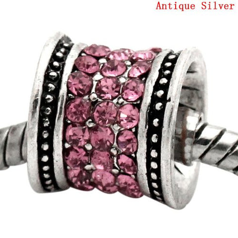 Pink October Birthstone  Crystals European Bead Compatible for Most European Snake Chain Charm Bracelet - Sexy Sparkles Fashion Jewelry - 3
