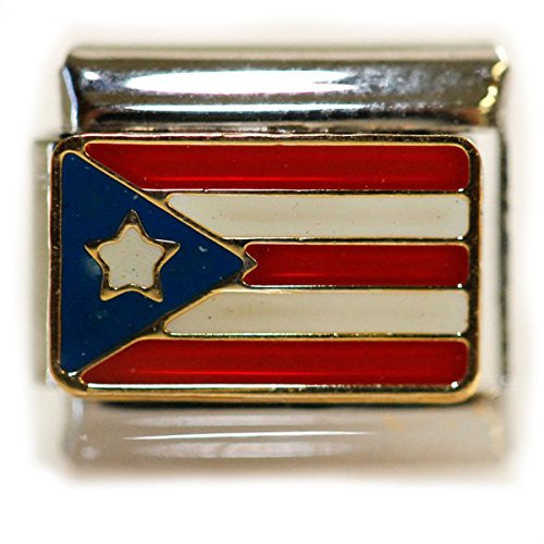 Puerto Rico Flag Italian Charm Bracelet Link