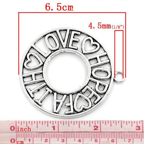 Love, Hope, Faith Charm Pendant Necklace Compatable - Sexy Sparkles Fashion Jewelry - 2