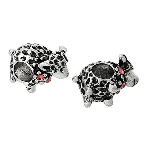 Sheep Animal W/ Pink  Crystal Charm Bead - Sexy Sparkles Fashion Jewelry - 2