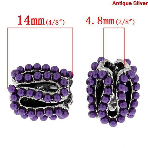 S Pattern Charm Bead with Purple Acrylic Balls For Snake Chain Bracelet - Sexy Sparkles Fashion Jewelry - 3