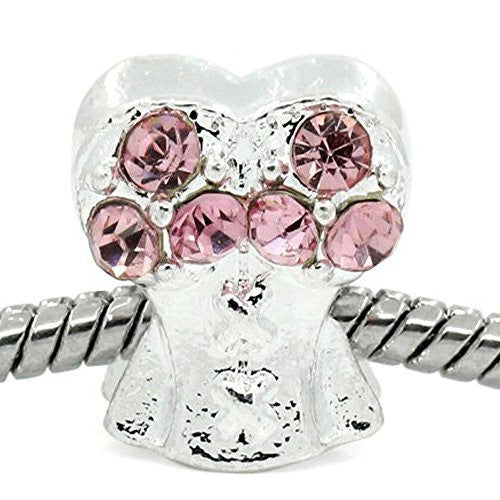 Pink Corset Top with Rhinestone Charm Bead Spacer For Snake Chain Bracelets - Sexy Sparkles Fashion Jewelry - 1