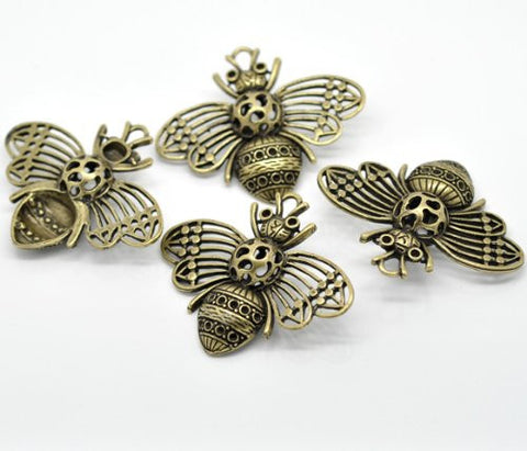Hollow Bee Charm Pendants for necklace - Sexy Sparkles Fashion Jewelry - 2