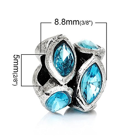 Rhinestone Birthstone w/  Crystal Ovals Charm Bead (December) - Sexy Sparkles Fashion Jewelry - 3