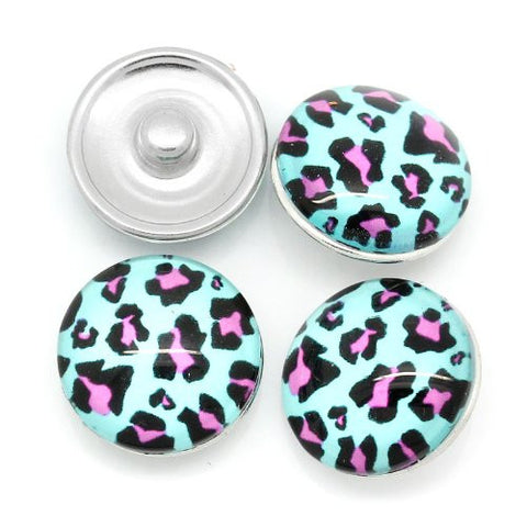 Pink Leopard Print Design Glass Chunk Charm Button Fits Chunk Bracelet - Sexy Sparkles Fashion Jewelry - 3