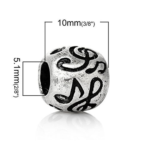 Barrel Musical Note Pattern Charm Bead - Sexy Sparkles Fashion Jewelry - 3