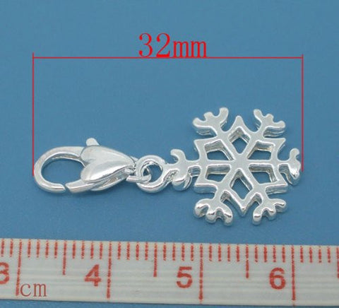 Clip on Snowflake Charm for European Jewelry w/ Lobster Clasp - Sexy Sparkles Fashion Jewelry - 3