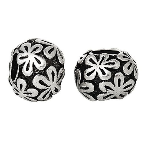 Round Flower Pattern European European Bead Compatible for Most European Snake Chain Charm Bracelet - Sexy Sparkles Fashion Jewelry - 2