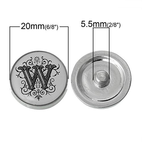 Alphabet Letter W Chunk Snap Button or Pendant Fits Snaps Chunk Bracelet - Sexy Sparkles Fashion Jewelry - 2