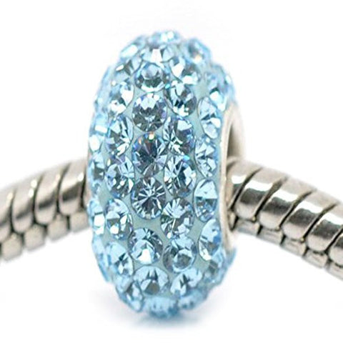Aqua Blue  Crystal Pave European Charm - Sexy Sparkles Fashion Jewelry - 1