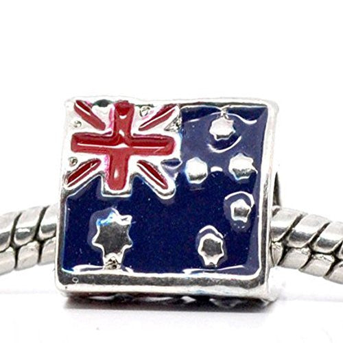 3 Sided Triangle Australia Flag Bead European Bead Compatible for Most European Snake Chain Charm Bracelet