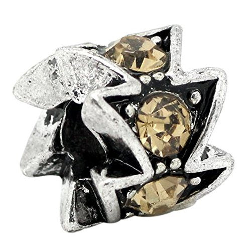 Yellow  Rhinestone Spacer Bead European Bead Compatible for Most European Snake Chain Charm Bracelet - Sexy Sparkles Fashion Jewelry - 1