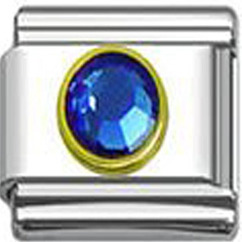 September Birthstone Italian Charm with Gold Plated Frame - Sexy Sparkles Fashion Jewelry - 1