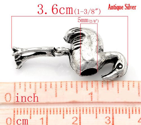Flamingo with Dancing Legs Charm Spacer European Bead Compatible for Most European Snake Chain Bracelet - Sexy Sparkles Fashion Jewelry - 3