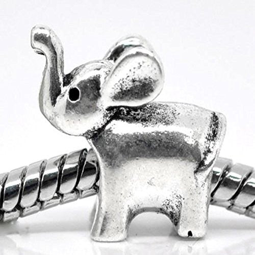 Elephant with trunk up Charm for European Snake Chain Charm Bracelet