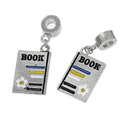 School Book with Flower Dangle Charm European Bead Compatible for Most European Snake Chain Bracelet - Sexy Sparkles Fashion Jewelry - 2