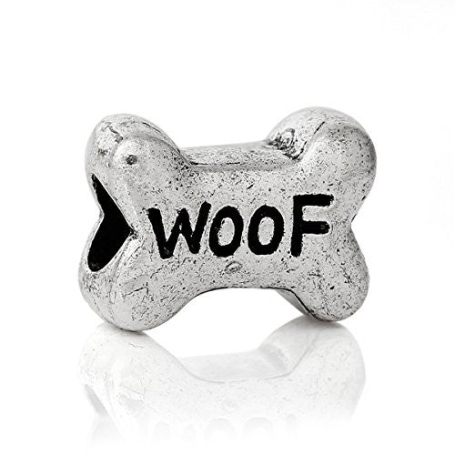 Dog Bone Woof Bead Compatible for Most European Snake Chain Bracelet - Sexy Sparkles Fashion Jewelry - 1
