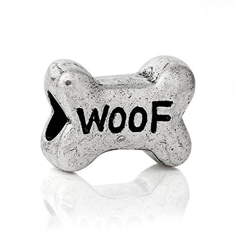 Dog Bone Woof Bead Compatible for Most European Snake Chain Bracelet - Sexy Sparkles Fashion Jewelry - 1