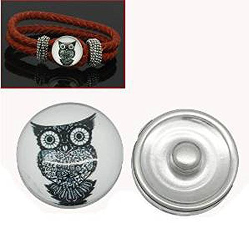 Owl Design Glass Chunk Charm Button Fits Chunk Bracelet 18mm for Noosa Style Chunk Leather Bracelet - Sexy Sparkles Fashion Jewelry - 1