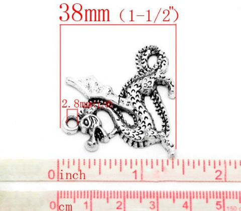 Dragon Silver Tone Charm Pendant - Sexy Sparkles Fashion Jewelry - 3