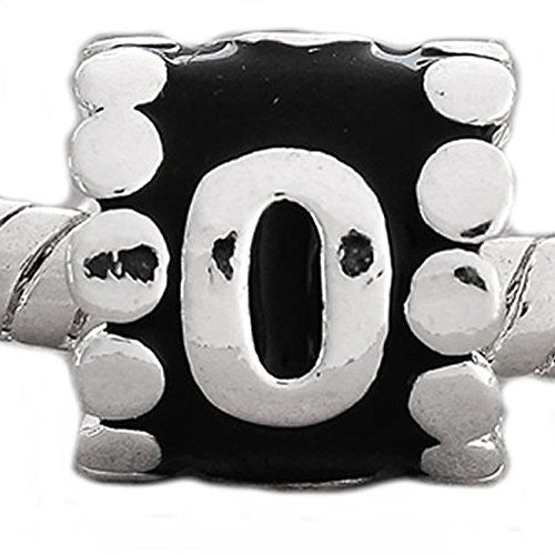 Black Enamel Number Charm Bead  "0" European Bead Compatible for Most European Snake Chain Charm Bracelets - Sexy Sparkles Fashion Jewelry - 1