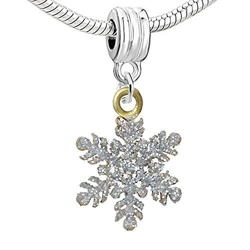 Christmas Snow Flake Dangle Charm Bead for European Snake Chain Charm Bracelet - Sexy Sparkles Fashion Jewelry